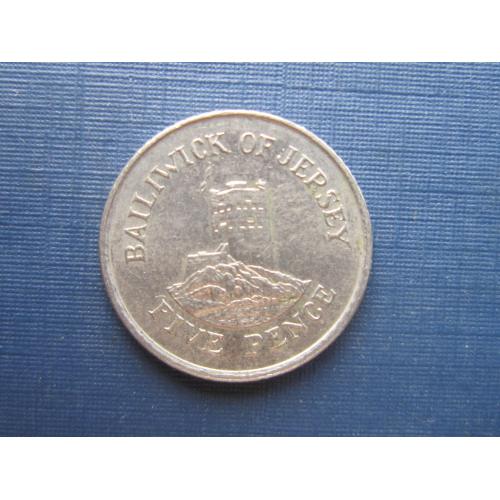 Монета 5 пенсов Джерси Великобритания 1993 башня маленькая