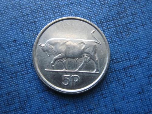 Монета 5 пенсов Ирландия 1992 фауна бык