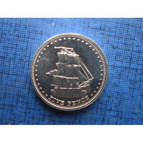 Монета 5 пенсов Тристан-да-Кунья Остров Столтенхоф Британский 2008 корабль парусник