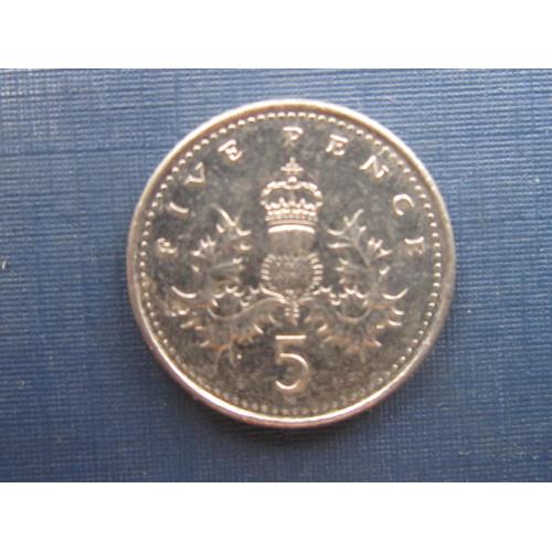 Монета 5 пенсов Великобритания 2008 старый дизайн