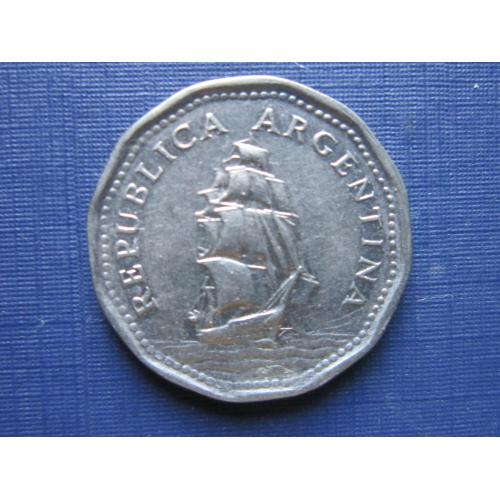 Монета 5 песо Аргентина 1966 корабль парусник