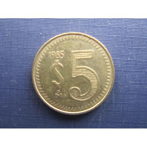 Монета 5 песо Мексика 1985