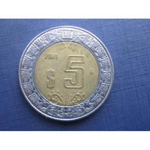 Монета 5 песо Мексика 2001