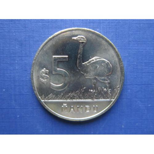 Монета 5 песо Уругвай 2019 фауна страус нанду