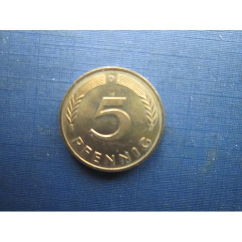 Монета 5 пфенігів Німеччина ФРН 1989 D