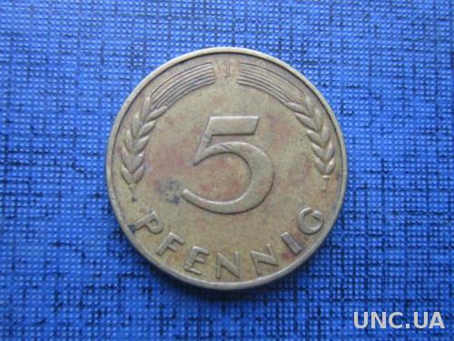 монета 5 пфеннигов ФРГ 1950 J