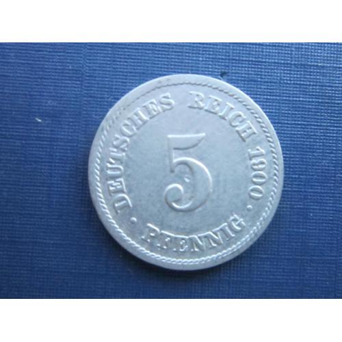 Монета 5 пфеннигов Германия 1900 F империя