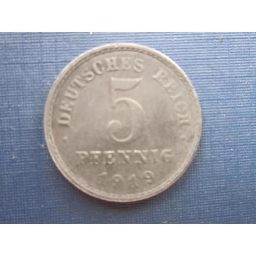 Монета 5 пфеннигов Германия 1919 Е сталь