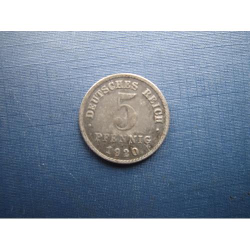 Монета 5 пфеннигов Германия 1920 J сталь