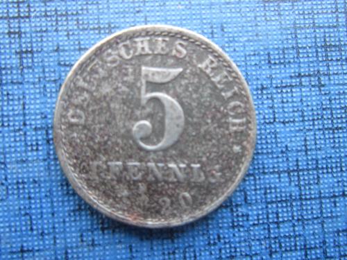 монета 5 пфеннигов Германия 1920
