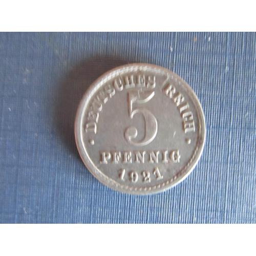 Монета 5 пфеннигов Германия 1921 J