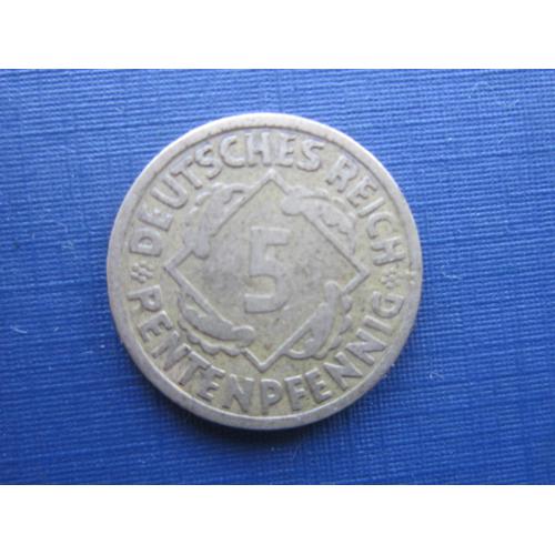 Монета 5 пфеннигов Германия 1924 G