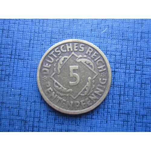 Монета 5 пфеннигов Германия 1924-J
