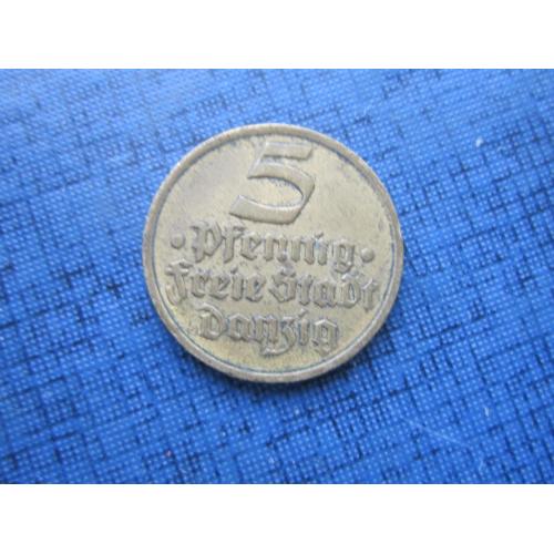 Монета 5 пфеннигов Германия 1932 Данциг (Гданьск Польша) фауна рыба камбала редкая