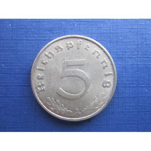 Монета 5 пфеннигов Германия 1937 А латунь рейх свастика