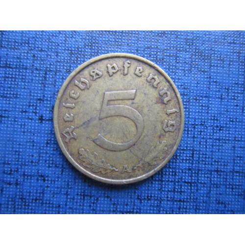 Монета 5 пфеннигов Германия 1938 А Рейх свастика