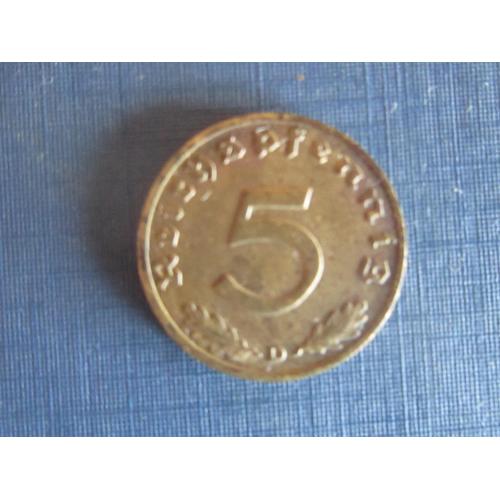 Монета 5 пфеннигов Германия 1938 D Рейх свастика