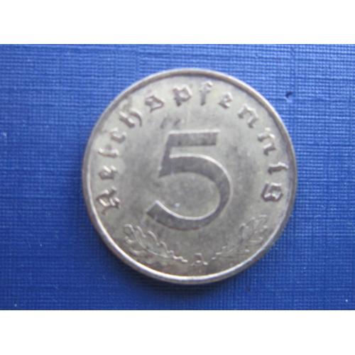Монета 5 пфеннигов Германия 1939 А латунь рейх свастика