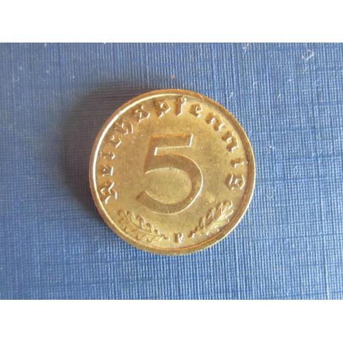 Монета 5 пфеннигов Германия 1939 F Рейх свастика