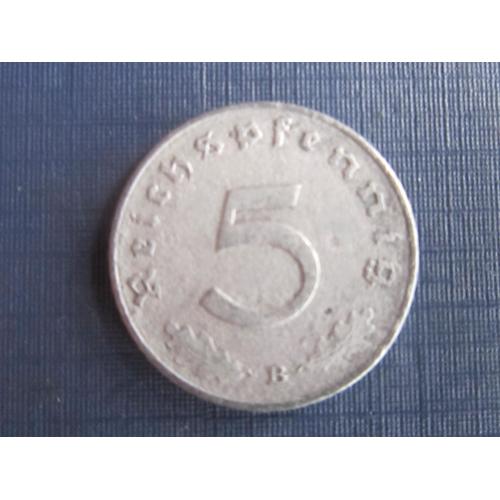 Монета 5 пфеннигов Германия 1940 В цинк Рейх свастика
