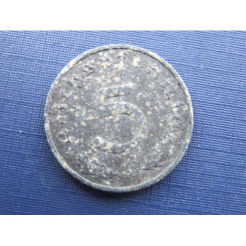 Монета 5 пфеннигов Германия 1942 А цинк Рейх свастика