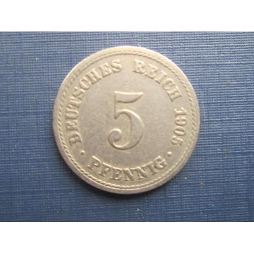 Монета 5 пфеннигов Германия империя 1905 А