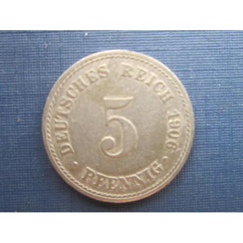 Монета 5 пфеннигов Германия империя 1906 А