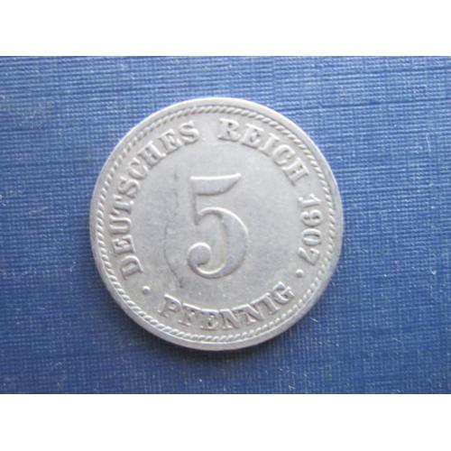 Монета 5 пфеннигов Германия империя 1907 D