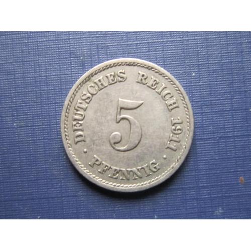 Монета 5 пфеннигов Германия империя 1911 F