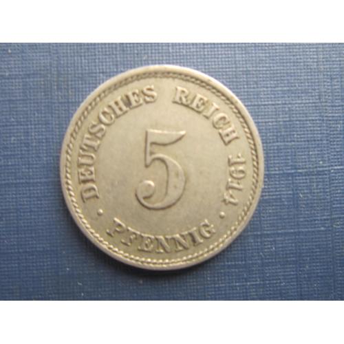 Монета 5 пфеннигов Германия империя 1914 Е
