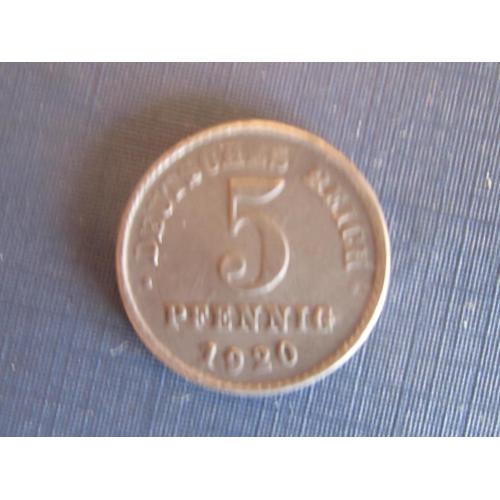 Монета 5 пфеннигов Германия 1920 D