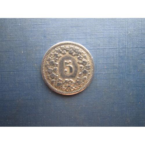 Монета 5 раппен Швейцария 1882
