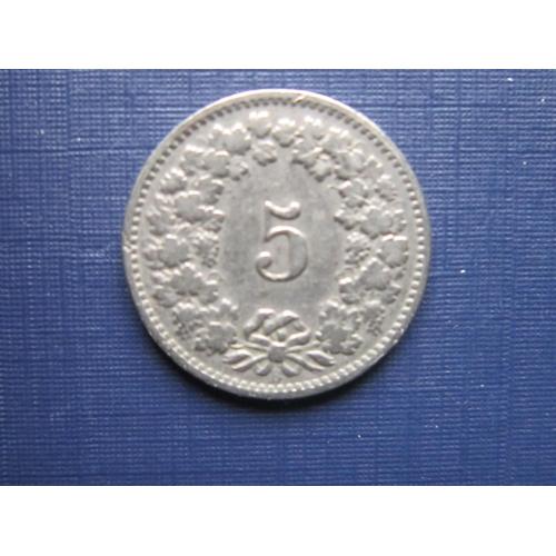 Монета 5 раппен Швейцария 1914