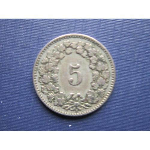 Монета 5 раппен Швейцария 1915
