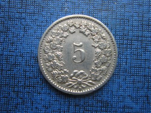 Монета 5 раппен Швейцария 1953