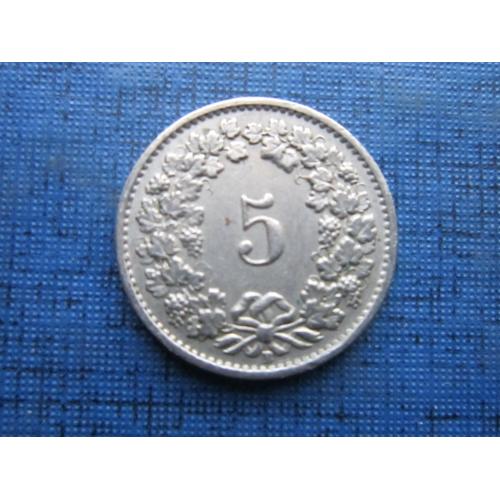 Монета 5 раппен Швейцария 1955