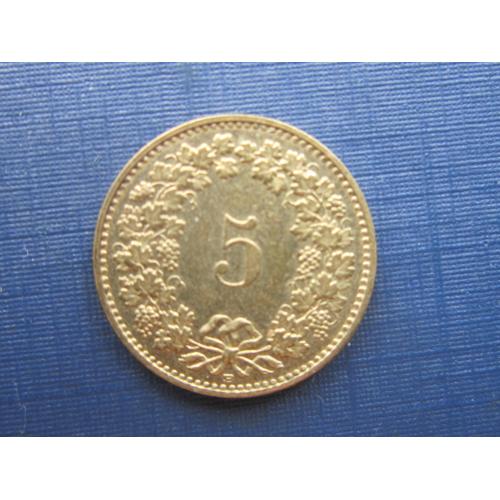 Монета 5 раппен Швейцария 1987