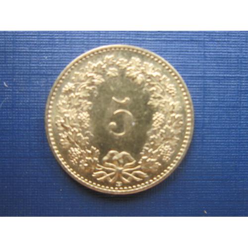 Монета 5 раппен Швейцария 1987