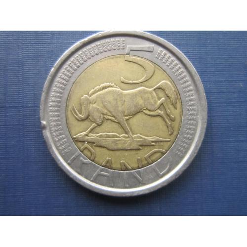 Монета 5 рэндов ЮАР 2005 биметалл фауна антилопа гну