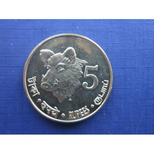 Монета 5 рупий Адаманские Никобарские острова (Автономия Индия) 2011 фауна кабан свинья