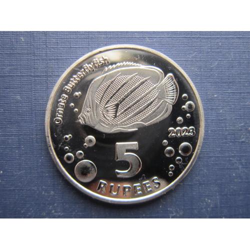 Монета 5 рупий Кокосовые (Килинг) острова 2023 фауна рыба
