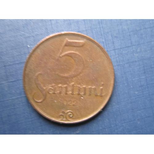 Монета 5 сантим Латвия 1922