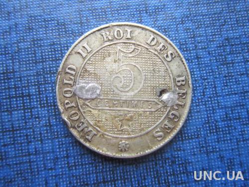 монета 5 сантимов Бельгия 1901 Belges редкая
