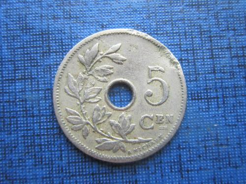 Монета 5 сантимов Бельгия 1907 бельгийский тип нечастая