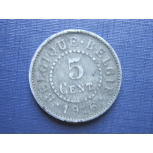 Монета 5 сантимов Бельгия 1916 цинк немецкая оккупация