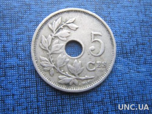 монета 5 сантимов Бельгия 1922 французский тип

