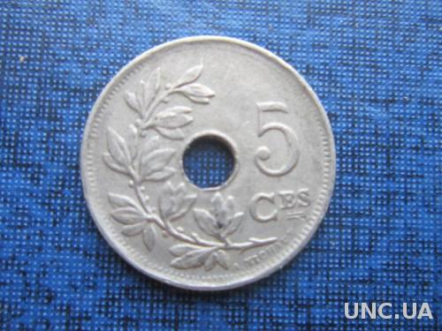 монета 5 сантимов Бельгия 1923 французский тип
