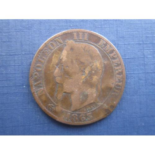Монета 5 сантимов Франция 1863 А Наполеон III