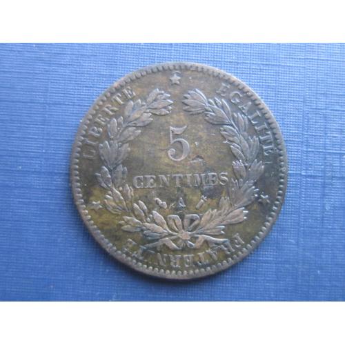 Монета 5 сантимов Франция 1883 А состояние