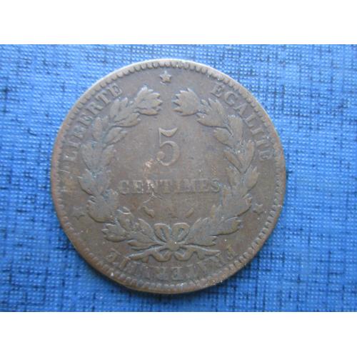 Монета 5 сантимов Франция 1891